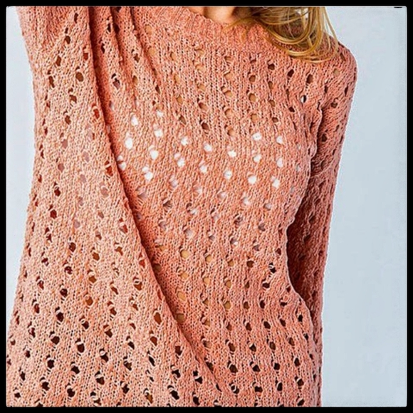 Eyelit Sweater, Coral, Gorgeous! NWT - Picture 5 of 8